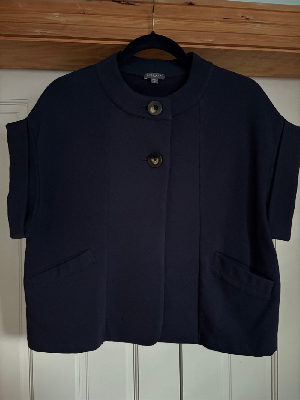 Lilla P Deep Navy Short-Sleeve Boxy Jacket